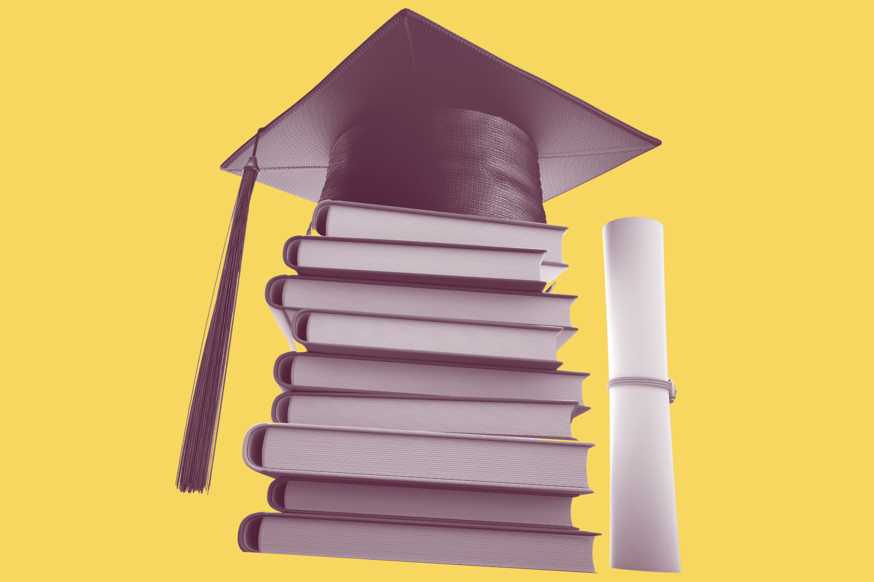 Graduation hats and book