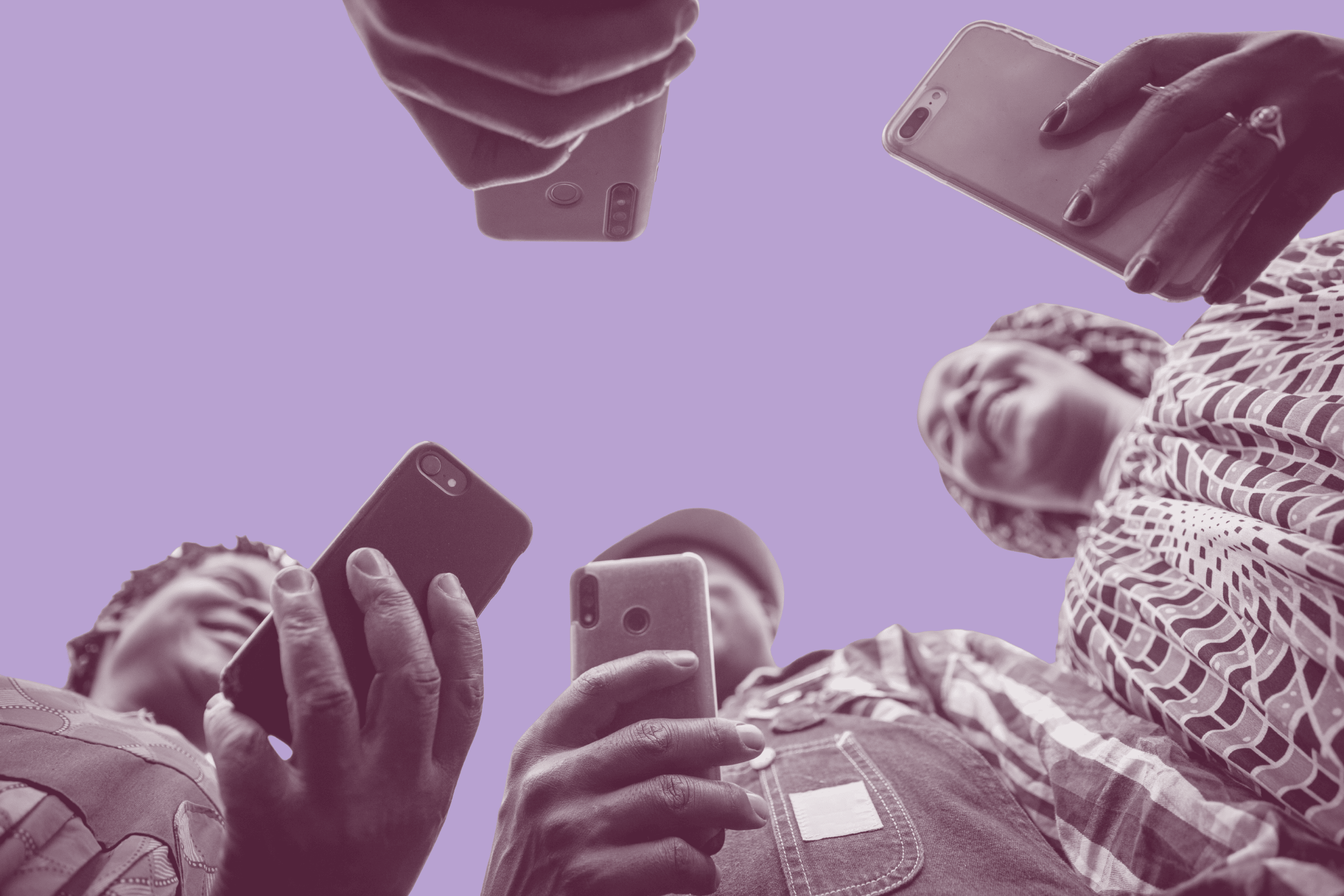 Women with their phones